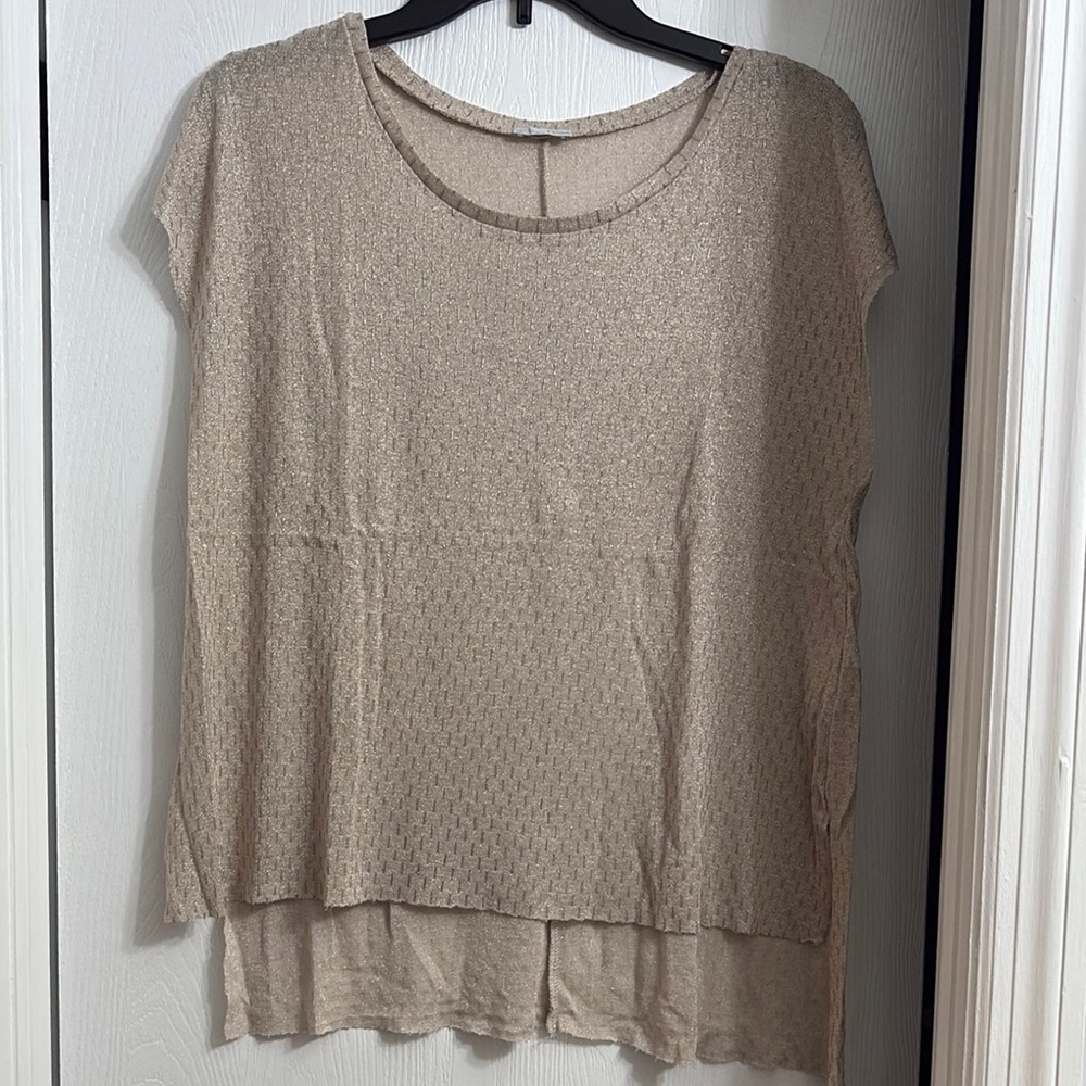 Zara Tan Boxy T-Shirt with Relaxed Fit